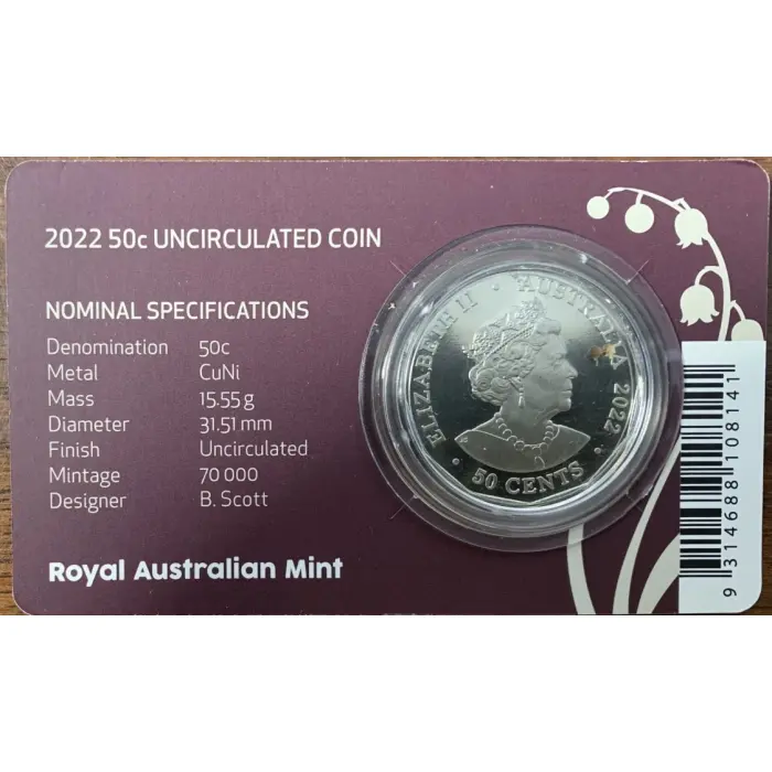 2022 UNC 50c Platinum Jubilee ER Coin 