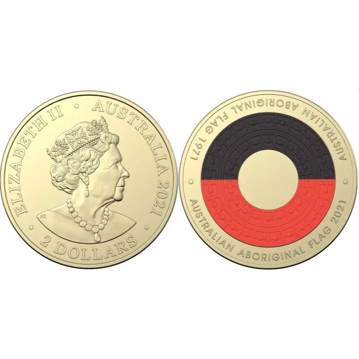 $2 2021 Aboriginal Flag Circulated AUS TWO DOLLAR Coin