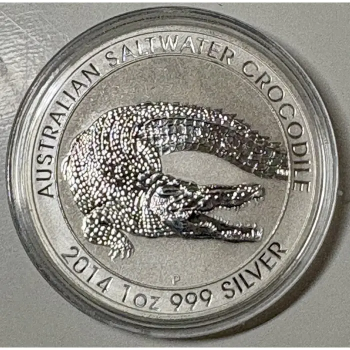 2014 1 oz .999 Silver Australia Perth Saltwater Crocodile- In Capsule