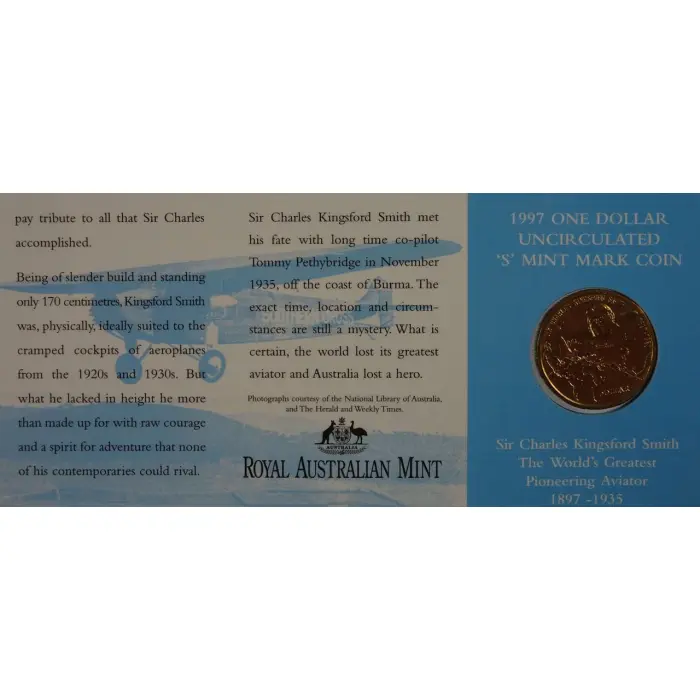 1997 Sir Charles Kingsford Smith $1 ('S' Mint Mark)