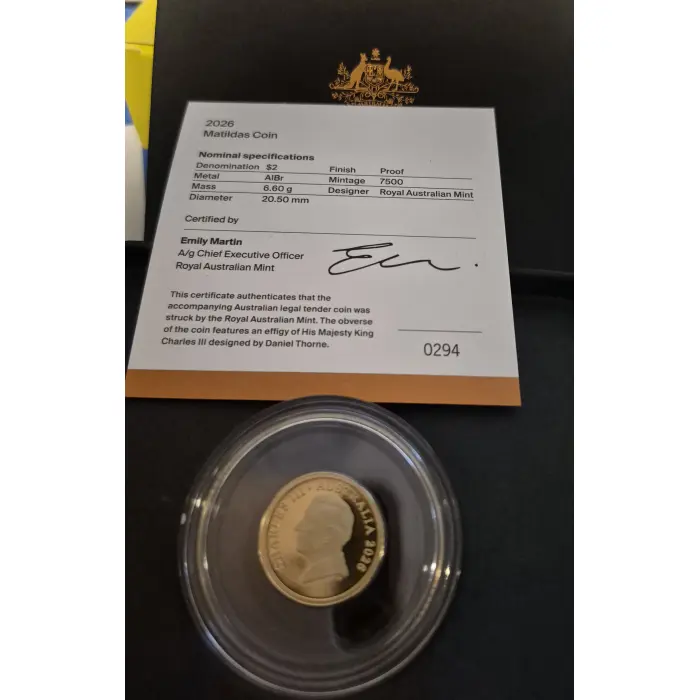 2026 Matildas $2 Albr Proof coin
