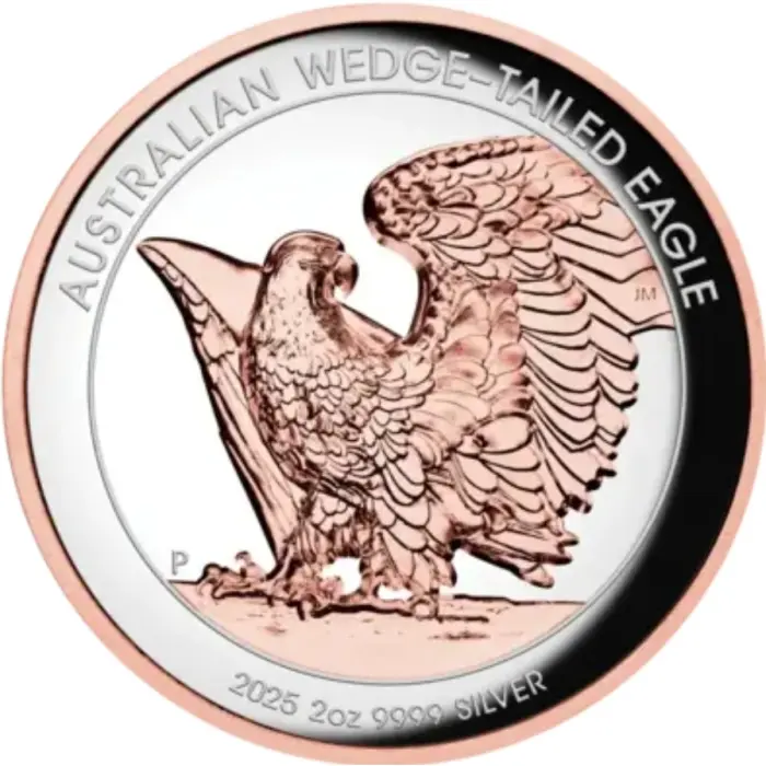 2 oz Silver Coin - Wedge-Tailed Eagle-Rose Gold Plating Ultra High Relief - 2025