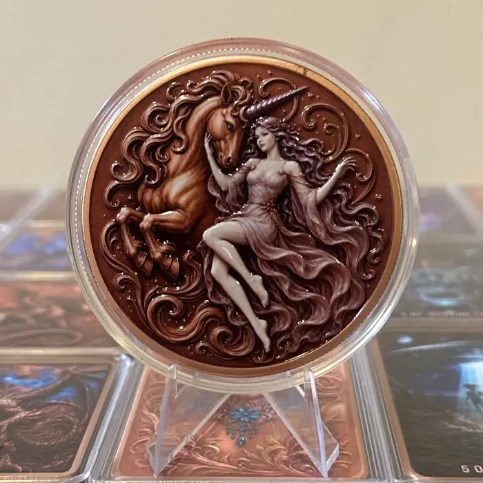 2026 Mystic Dragon Eye Series Unicorn Lady 5 Oz .999 Copper Art Round In Capsule