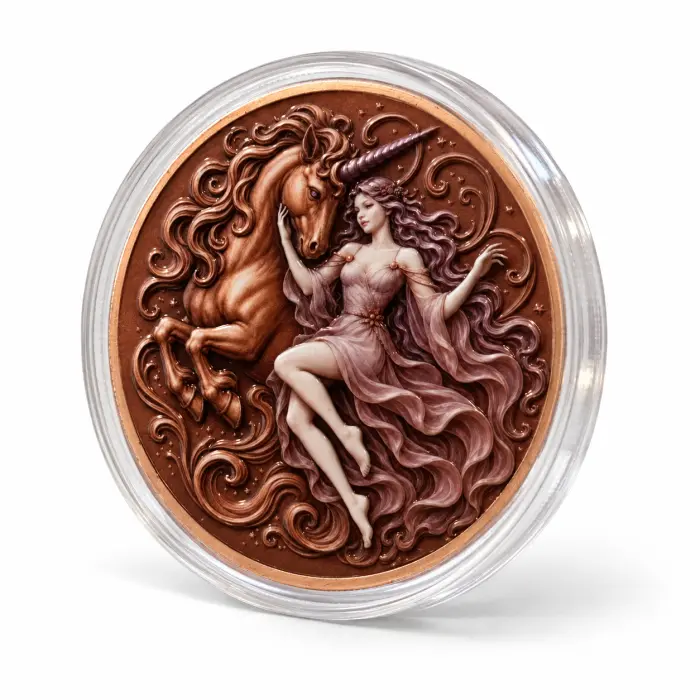 2026 Mystic Dragon Eye Series Unicorn Lady 5 Oz .999 Copper Art Round In Capsule