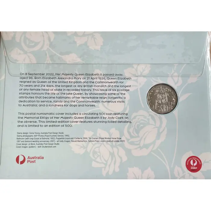 2023 50c QE11 ‘IN MEMORIAM’ PRESTIGE PNC 1926-2022 SERIAL #359/500 - RARE!