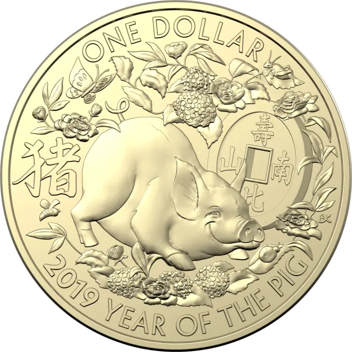 2019 YEAR OF THE PIG $1 UNCIRCULATED THREE COIN SET