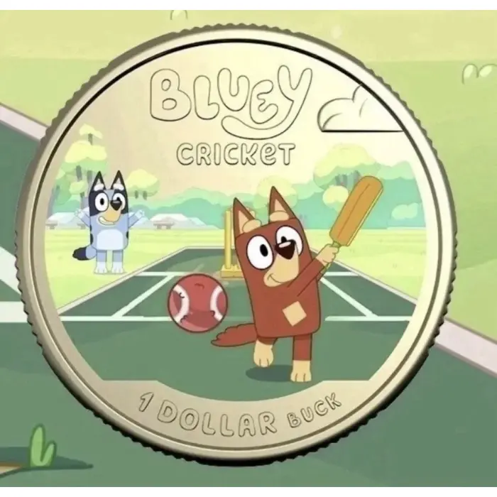 2027 $1 Bluey Cricket Coloured Uncirculated Coin Carded