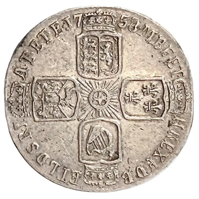 ENGLISH 1758/7 George II sixpence (S3711) aVF/ aEF