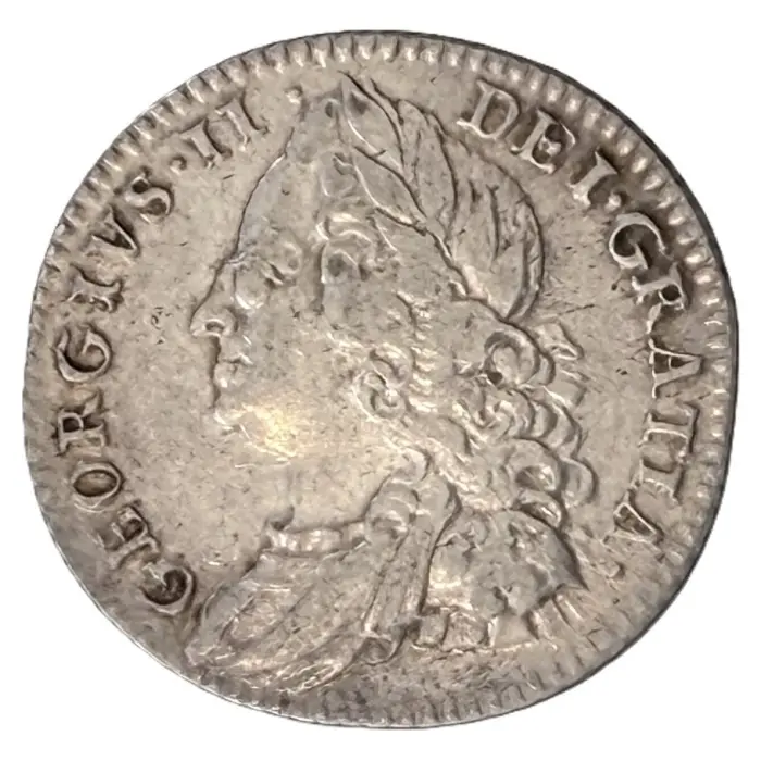 ENGLISH 1758/7 George II sixpence (S3711) aVF/ aEF
