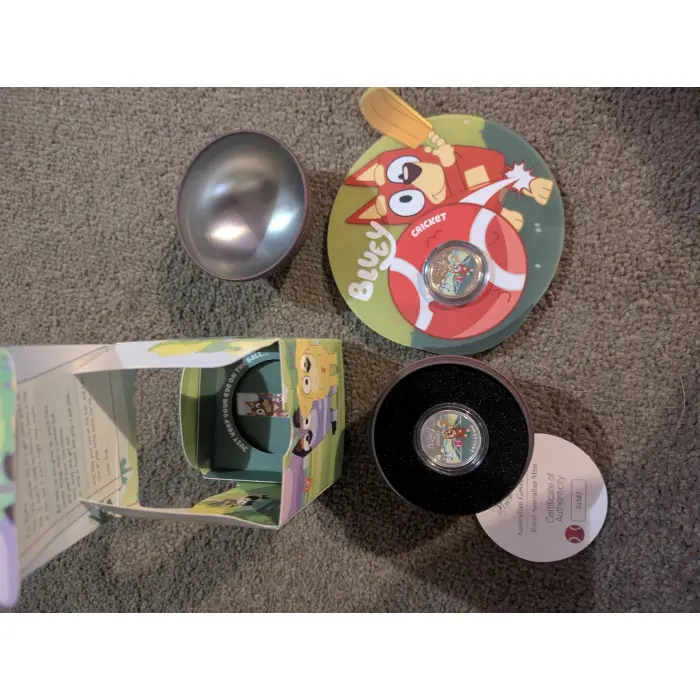 2027 Bluey Cricket $1 silver and carded coin bundle 