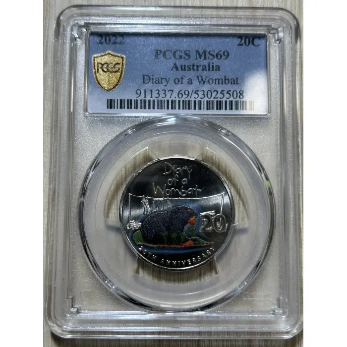 2022 Australia Diary of a Wombat 20c PCGS MS69 – 20th Anniversary – High Grade