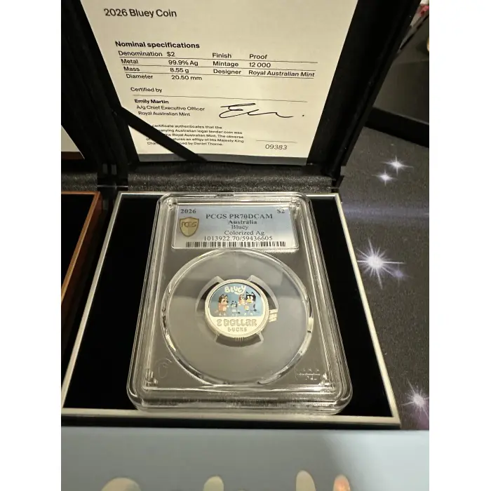 2026 $2 PCGS PR70DCAM Bluey Silver & PR69DCAM AlBr Bluey