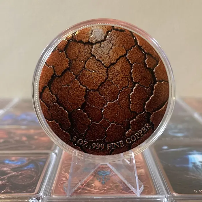 2026 Red Fire Dragon 5 Oz .999 Fine Copper Colourised Art Round In Capsule