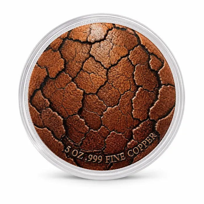 2026 Red Fire Dragon 5 Oz .999 Fine Copper Colourised Art Round In Capsule