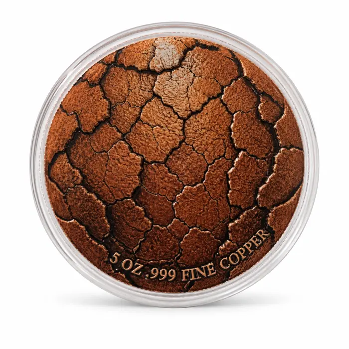 2026 Brown Earth Dragon Egg 5Oz .999 Fine Copper Colourised Art Round In Capsule