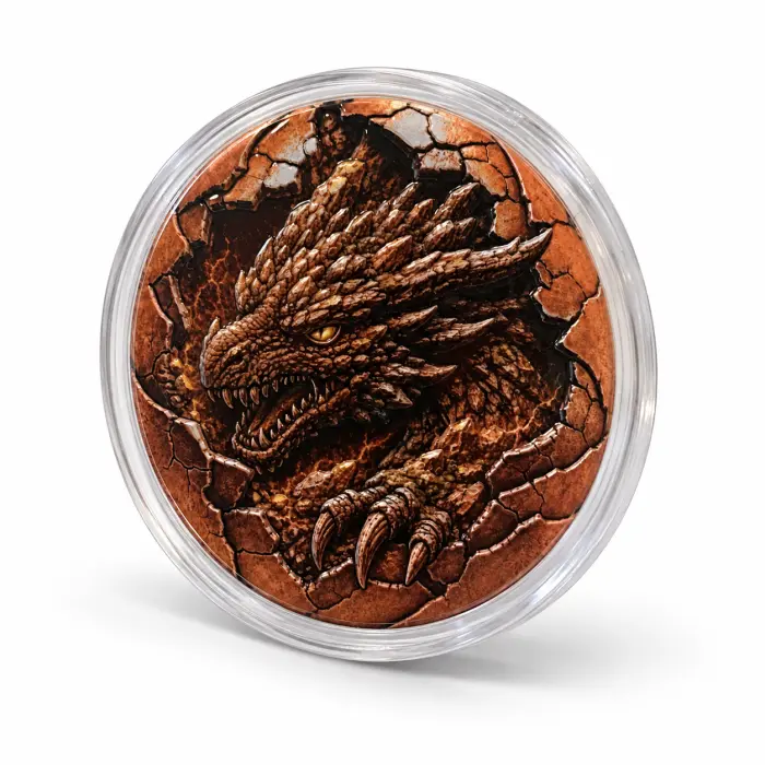 2026 Brown Earth Dragon Egg 5Oz .999 Fine Copper Colourised Art Round In Capsule