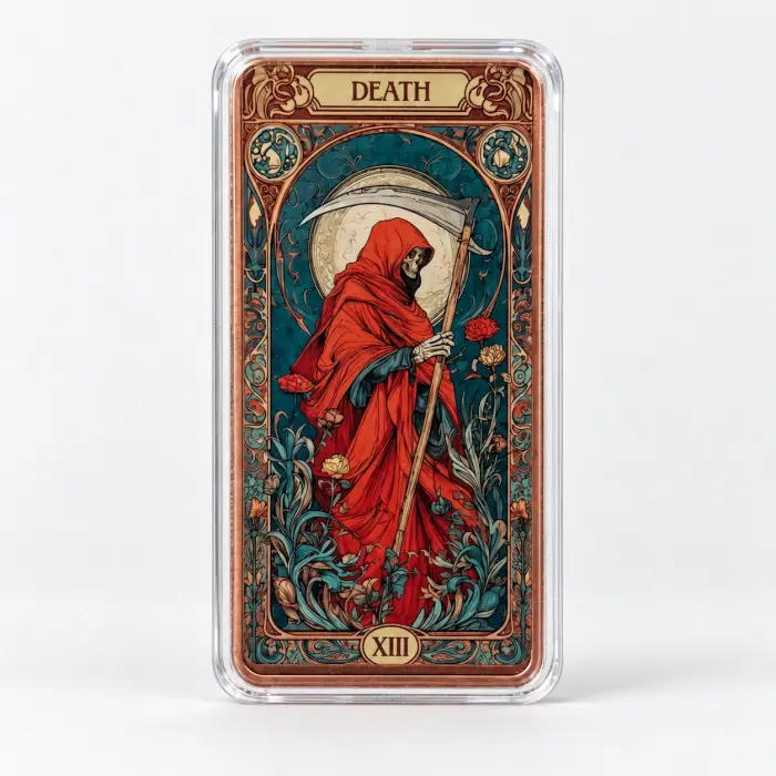 2026 Death XIII Tarot Grim Reaper 10Oz .999 Copper Colourised Art Bar In Capsule