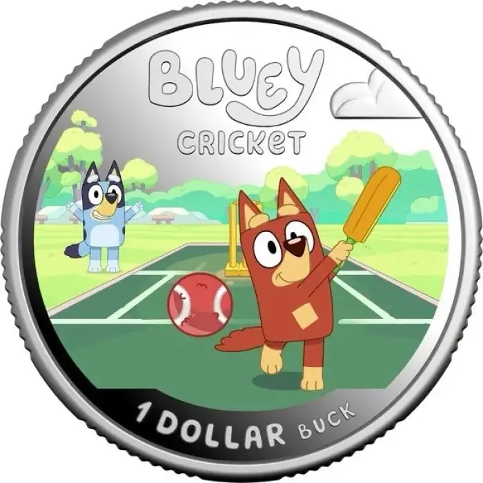 2027 $1 Coloured Silver Proof Coin - Bluey Cricket NEW RELEASE