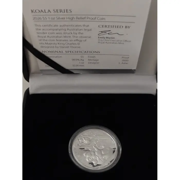 2026 $5 1oz Silver Proof Coin Koala series
