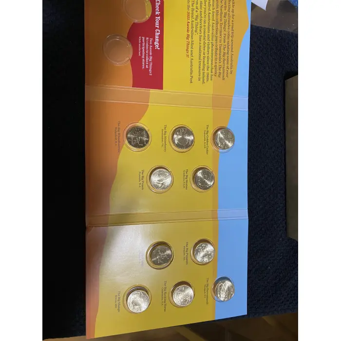 2025 $1 Aussie Big Things 2 Uncirculated Decimal Coin Set Folder + Tube opened. 