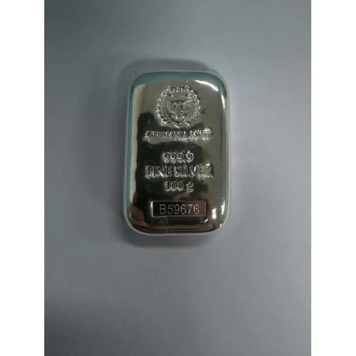 100g Germania Mint Silver Bullion Cast Bar