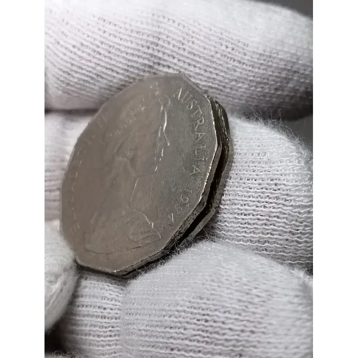 1974 50c Clamshell Split Planchet ERROR (near EF)