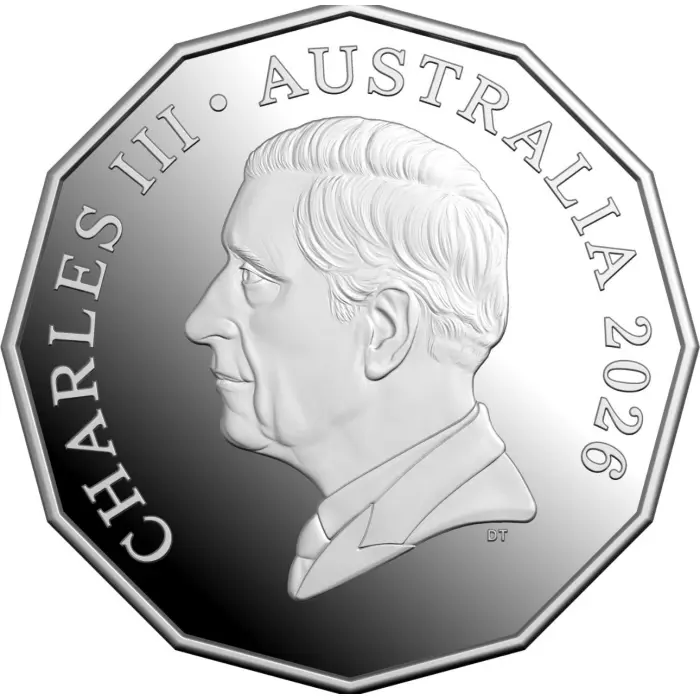 2026  - 70th Anniversary of First Television Broadcast 50 cent coloured Silver 