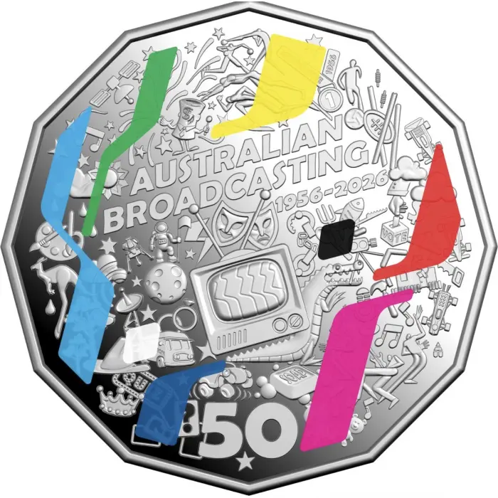2026  - 70th Anniversary of First Television Broadcast 50 cent coloured Silver 