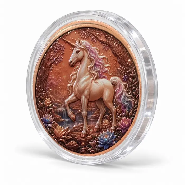 2026 Mythical Creatures Fantasy Unicorn 5 Oz .999 Fine Copper Round In Capsule