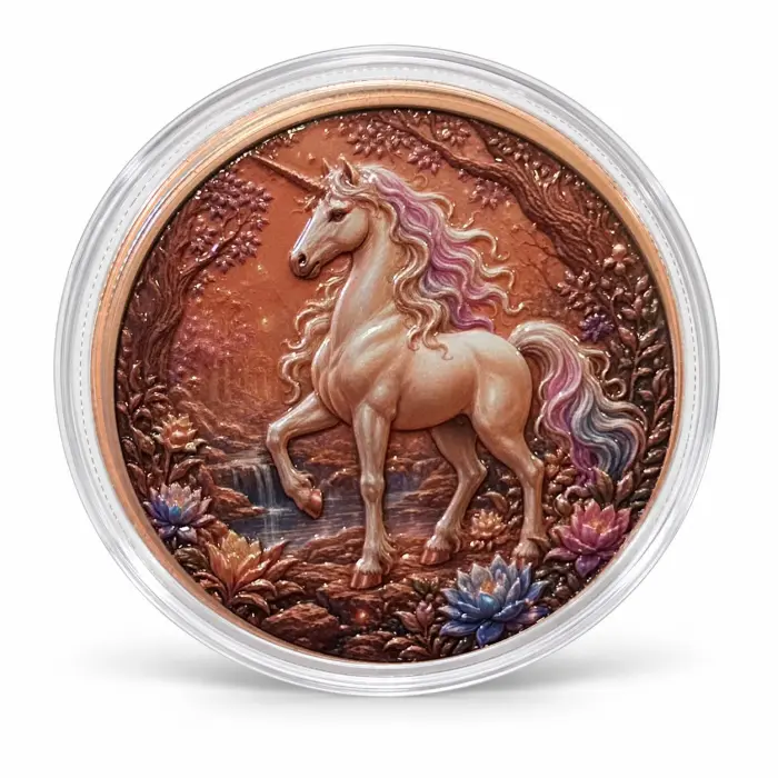 2026 Mythical Creatures Fantasy Unicorn 5 Oz .999 Fine Copper Round In Capsule