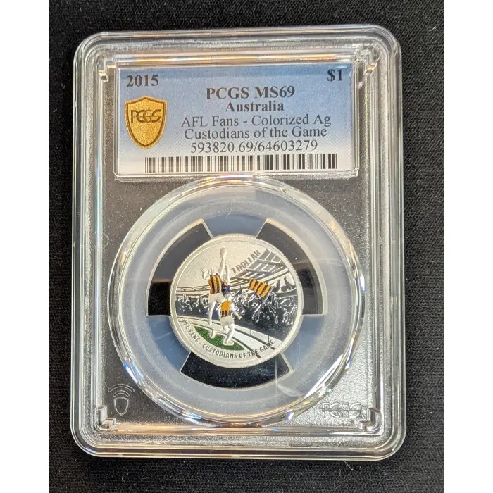 2015 $1 AFL CUSTODIANS OF THE GAME - COLOURED PROOF MS69