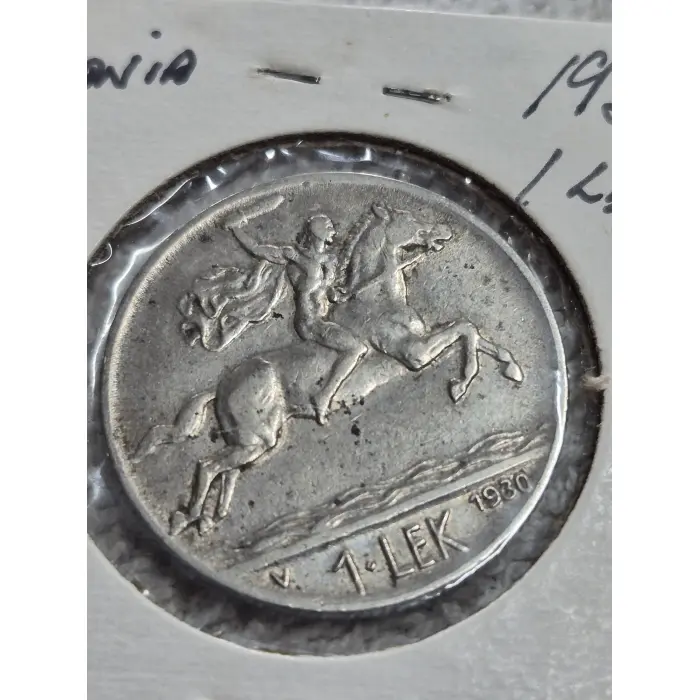 1930 Albania 1 Lek Coin – Alexander the Great / Mounted Warrior