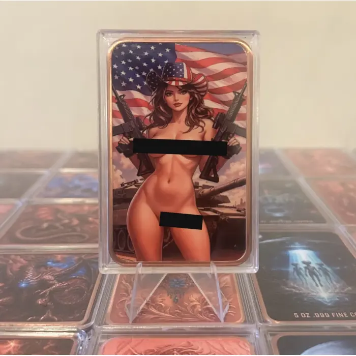 2026 USA Patriot Cowgirl AR15 5Oz Colourised .999 Fine Copper Art Bar In Capsule