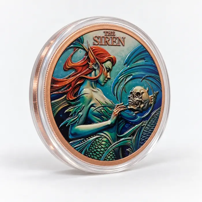 2026 Niue The Siren 5Oz .999 Fine Copper Colourised High Relief Round In Capsule
