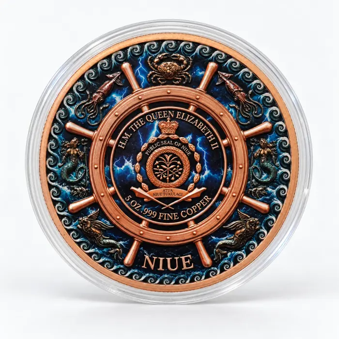 2026 Niue The Siren 5Oz .999 Fine Copper Colourised High Relief Round In Capsule