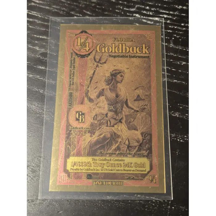 1/4 Florida Goldback 1/4000th of an ounce 24k gold