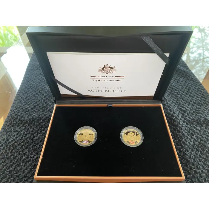 Royal Australian Mint 2024 AFL $1 Coloured Proof Two-Coin Set 