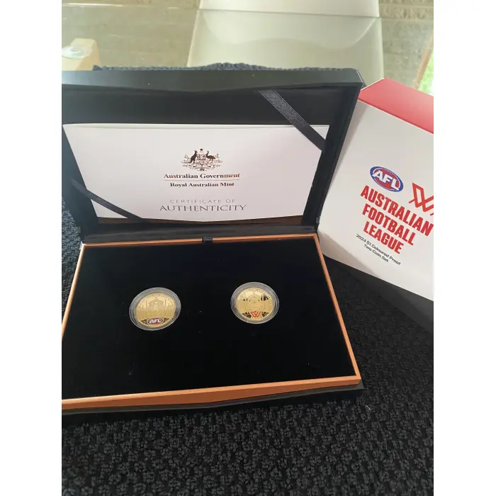 Royal Australian Mint 2024 AFL $1 Coloured Proof Two-Coin Set 