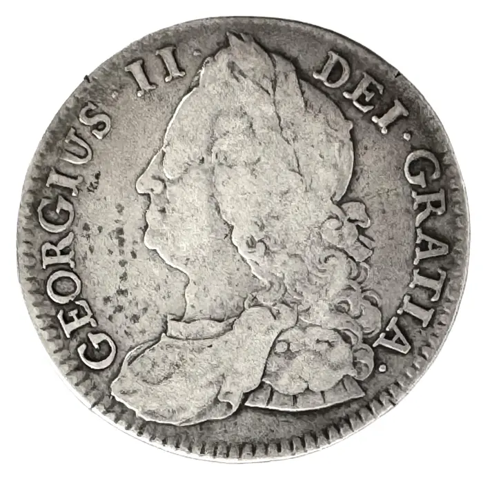 ENGLISH 1745 George II Halfcrown (S3694) F/aVF