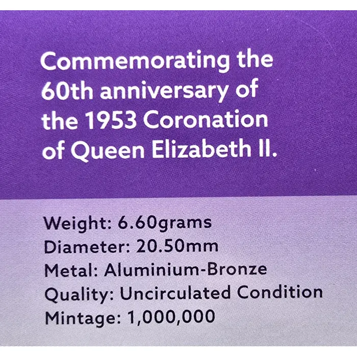 2013 $2 Elizabeth II Coronation 60th Anniversary Aluminium-Bronze UNC Card Pack