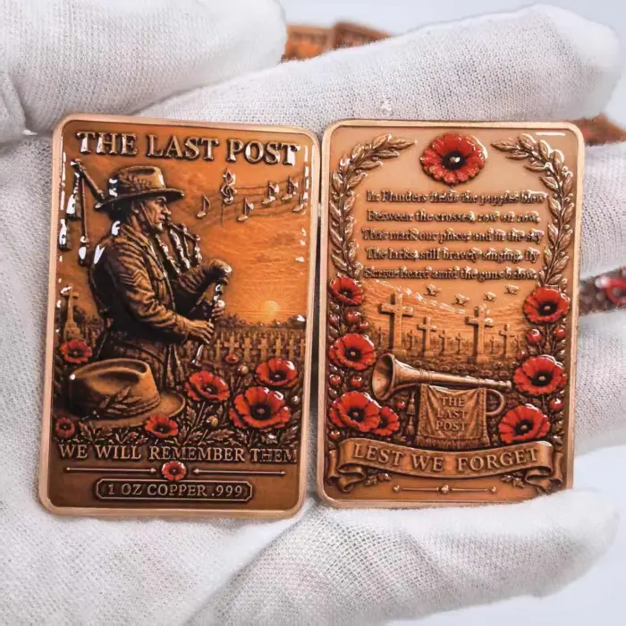 🌺1oz .999 THE LAST POST  Copper Bar  ANZAC  Day Aus Lest We Forget  🌺