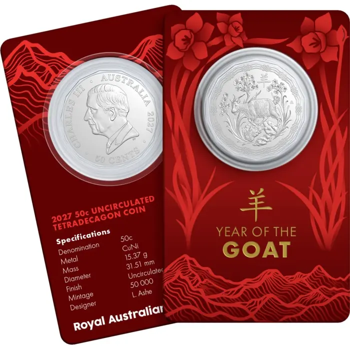 2027 RAM Year of the Goat 50c UNC Tetradecagon Coin