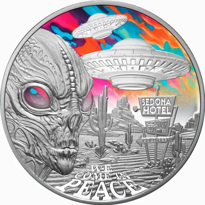 2024 Niue Alien Encounters 'We Come in Peace' 1oz Silver Coin