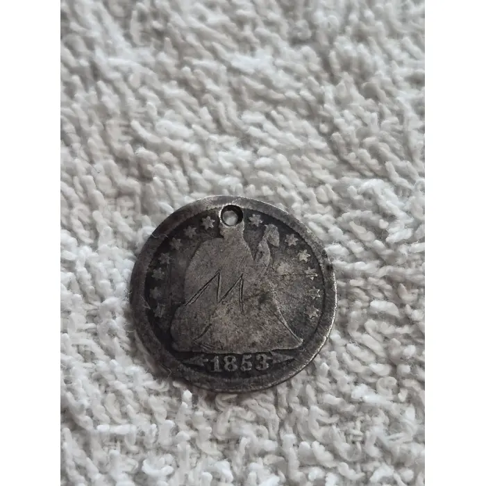 1853 Seated Liberty Silver Dime - Holed 