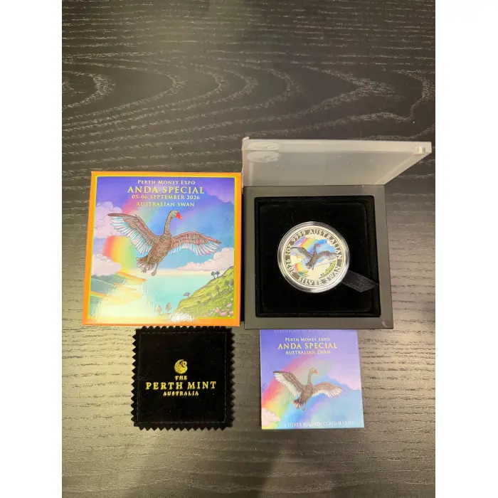 2026 Money Expo ANDA Special Australian Swan 1oz Silver Coloured Proof Coin P10