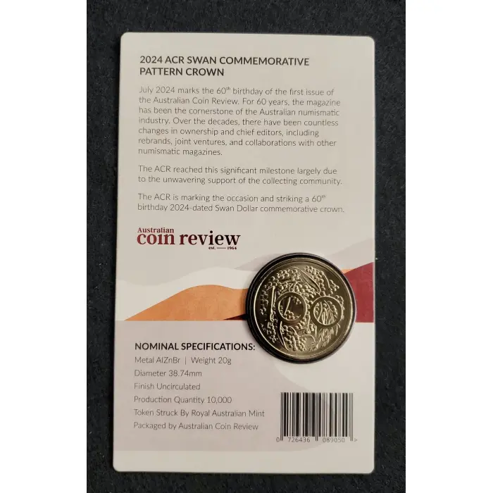 2024 ACR Swan Commemorative Pattern Crown — 60 Years of Australian Coin Review