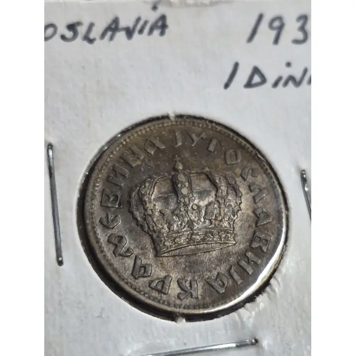 1938 Kingdom of Yugoslavia 1 Dinar Coin – Authentic WWII Era