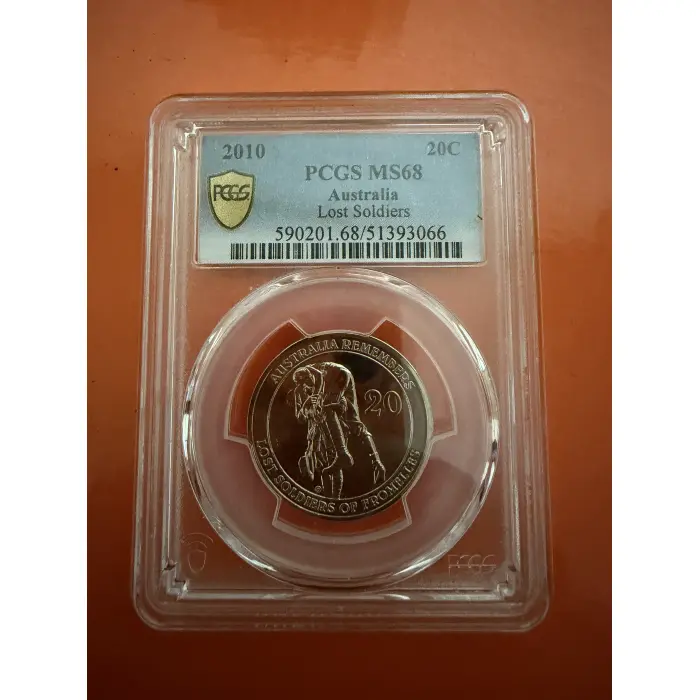 2010 Australia Remembers – Lost Soldiers of Fromelles 20c PCGS MS68