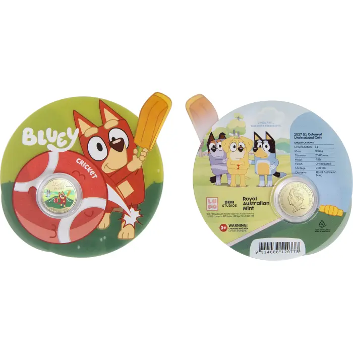 2027 $1 Bluey Cricket Uncirculated Coin