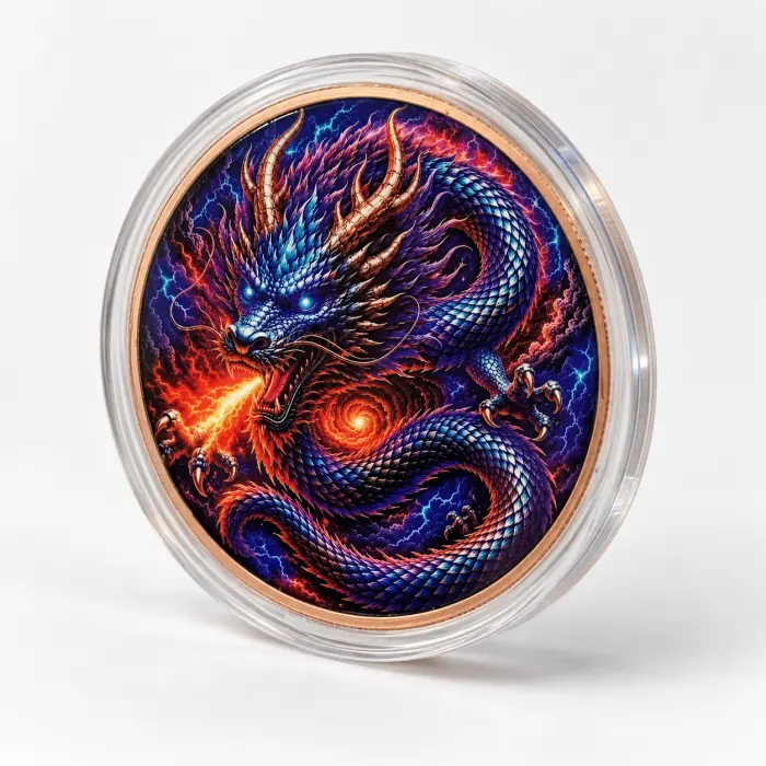 2026 HoboMint Dragon of Cosmic Storm 5 Troy Oz .999 Copper Art Round In Capsule
